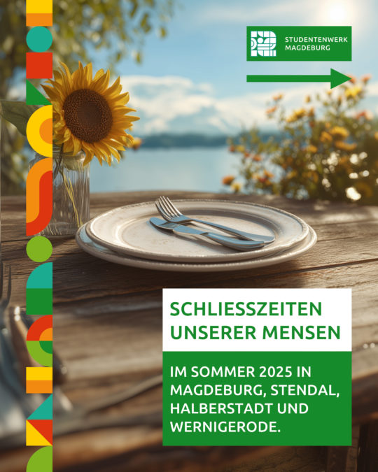 Schließzeiten unserer Mensen im Sommer 2025