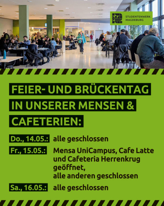 Feier- und Brückentag in unserer Mensen & Cafeterien